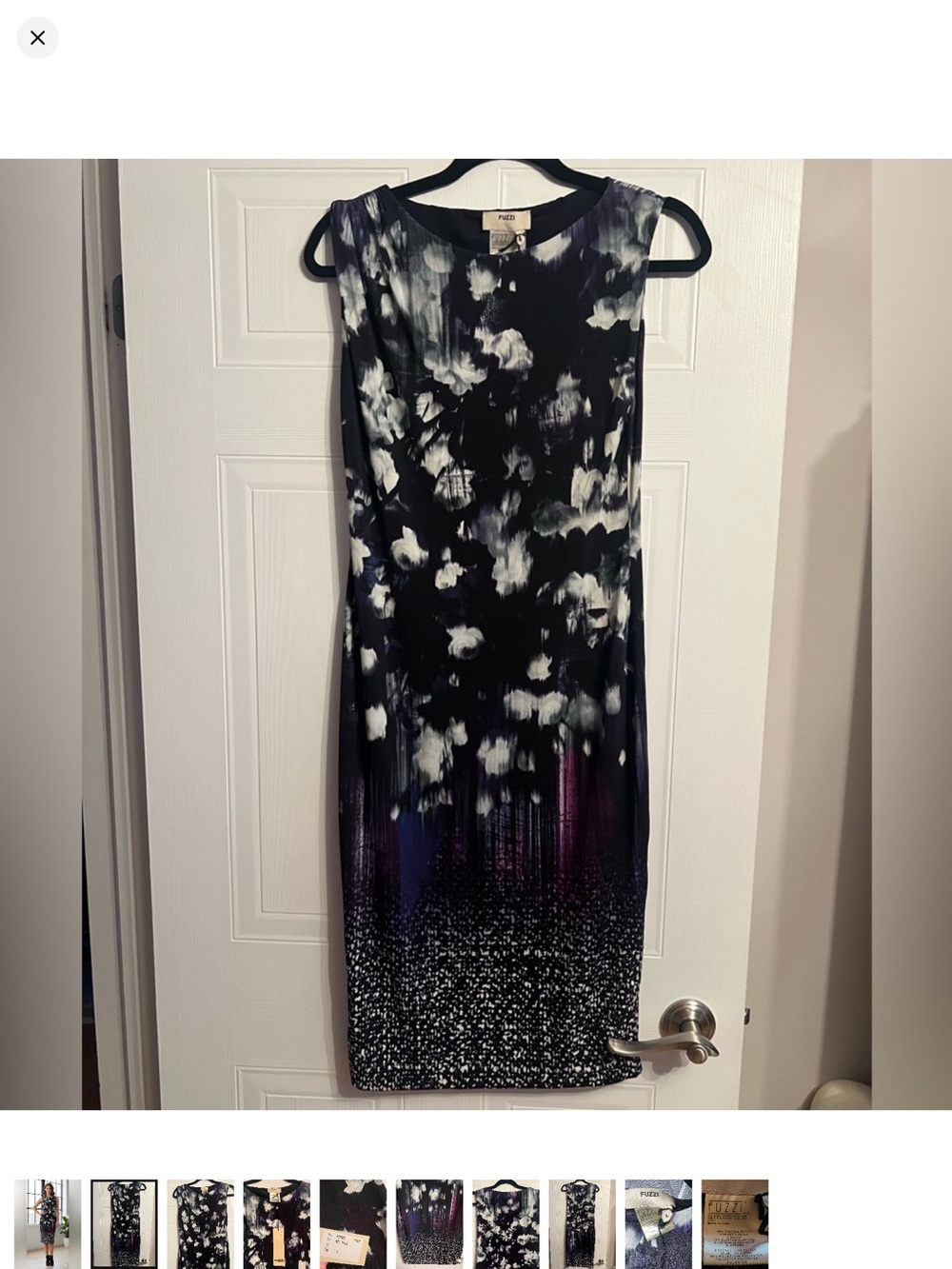 Fuzzi Jean Paul Gaultier Purple Midnight Print Sleeveless Midi Shift Dress L NWT